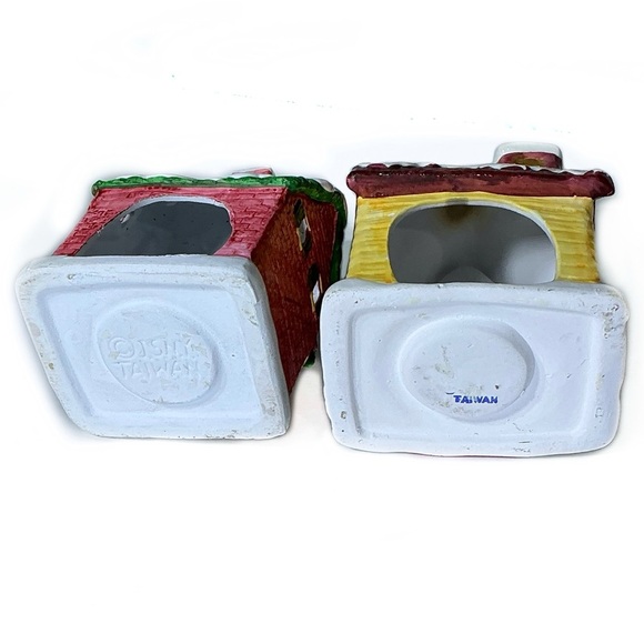 Christmas Village Vintage Candle Burner Holders Schoolhouse Home Set of 2 - Picture 9 of 16